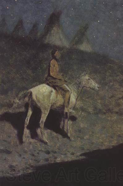 Frederic Remington Indian in the Moonlight (mk43) Germany oil painting art